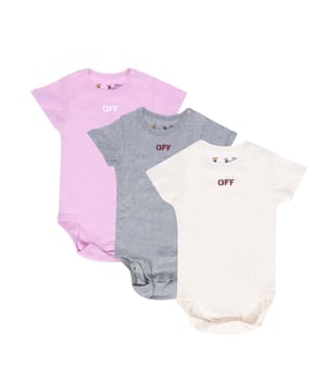 3-pack Off Stamp Bodysuits voor baby's in meerdere kleuren.- Kraag met ronde hals.- Korte mouwen.- Wit Off-White logo op de voorkant.- 100% katoen.- Ref: OG2X0010018484