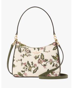 Margot Forest Blooms Printed Convertible Shoulder Bag, Margot Forest Blooms Printed Convertible Shoulder Bag, Fits Iphone 13, Comes W Crossbody Strap, Back Slip Pocket,  Length: 8.00 Cm,  Width: 26.00 Cm,  Height: 19.00 Cm