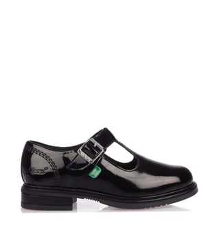 These school shoes feature a leather upper, suede lining, and slip-resistant TPR sole with a buckle closure. Designed for comfort and durability for everyday wear