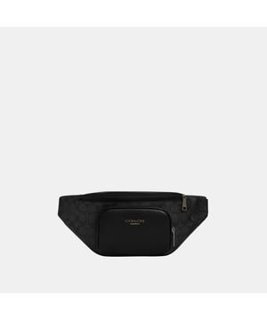 Racer Small Belt Bag in Signature, Outside zip pockets,  Length: 34.00 cm,  Width: 8.50 cm,  Height: 15.00 cm