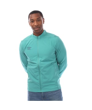 Heren Umbro Premier Presentation Jacket in groenblauw.- Opstaande kraag.- Volledige ritssluiting.- Zijzakken.- Opgezette manchetten. - Bedrukte merkopdruk.- Aansluitende zoom.- 100% polyester.- Ref: 99089UKYF