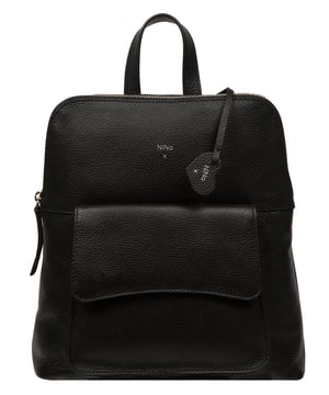 The 'Bianca' backpack from NiNa Amora is a must have design thanks to the high quality leather with a soft to the touch pebble grain finish. A unique zip-round design secures the central compartment which is lined for a robust finish and includes a zipped and slip pocket in each main compartment which are perfect for maintaining an organised accessory. Additional storage comes in the form of a slip pockets secured with a fold over top. This style comes adorned with dual adjustable webbed canvas backpack straps alongside a leather grab loop handle. The combination of the silver metal fittings and zips against the NiNa Amora X logo embossed in silver foil across the front and hanging charm, give this a timeless look.