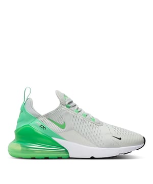 LEGENDARY AIR GETS LIFTED.
Nike's first lifestyle Air Max brings you style, comfort and big attitude in the Nike Air Max 270. The design draws inspiration from Air Max icons, showcasing Nike's greatest innovation with its large window and fresh array of colours.
Benefits
The Max Air 270 unit delivers unrivalled, all-day comfort.
The sleek, running-inspired design roots you to everything Nike.
Woven and synthetic fabric on the upper provides a lightweight fit and airy feel.
Foam midsole feels soft and comfortable.
The stretchy inner sleeve and bootie-like construction create a personalised fit.
Rubber on the outsole adds traction and durability.
Product Details
Mesh details for an airy feel
Synthetic and textile upper.
2-piece midsole
Colour Shown: Black/Black/Black
Style: AH8050-005
Nike Air Max Origins
Revolutionary Air technology first made its way into Nike footwear in 1978. In 1987, the Air Max 1 debuted with visible Air technology in its heel, allowing fans more than just the feel of Air cushioning—suddenly they could see it. Since then, next-generation Air Max shoes have become a hit with athletes and collectors by offering striking colour combinations and reliable, lightweight cushioning.