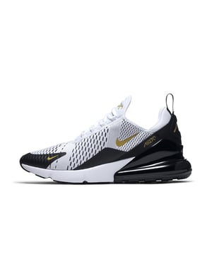 LEGENDARY AIR GETS LIFTED.
Nike's first lifestyle Air Max brings you style, comfort and big attitude in the Nike Air Max 270. The design draws inspiration from Air Max icons, showcasing Nike's greatest innovation with its large window and fresh array of colours.
Benefits
The Max Air 270 unit delivers unrivalled, all-day comfort.
The sleek, running-inspired design roots you to everything Nike.
Woven and synthetic fabric on the upper provides a lightweight fit and airy feel.
Foam midsole feels soft and comfortable.
The stretchy inner sleeve and bootie-like construction create a personalised fit.
Rubber on the outsole adds traction and durability.
Product Details
Mesh details for an airy feel
Synthetic and textile upper.
2-piece midsole
Colour Shown: Black/Black/Black
Style: AH8050-005
Nike Air Max Origins
Revolutionary Air technology first made its way into Nike footwear in 1978. In 1987, the Air Max 1 debuted with visible Air technology in its heel, allowing fans more than just the feel of Air cushioning—suddenly they could see it. Since then, next-generation Air Max shoes have become a hit with athletes and collectors by offering striking colour combinations and reliable, lightweight cushioning.
