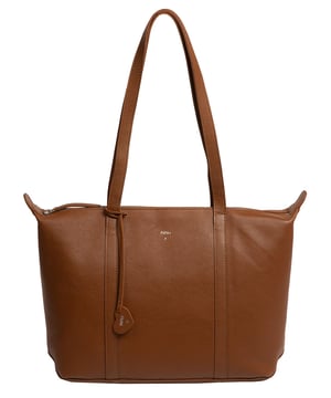 The 'Leonor' tote bag from NiNa Amora is crafted from natural leather with a soft to the touch pebble grain finish. A zip-over top secures the spacious central lined compartment alongside a zipped and slip pocket which are perfect for maintaining an organised accessory. Additional storage is provided by a slip pocket to the rear. Slim leather handles adorn the bag with a drop length of 28cm. Silver metal fittings and zips give this design an elegant look and complements the NiNa Amora X logo in silver foil embossed on the front and hanging charm for a luxurious finishing touch.