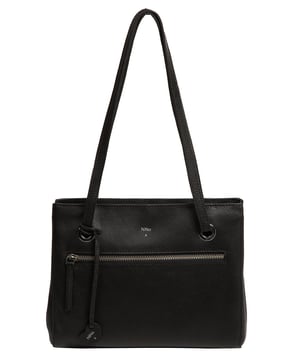 The 'Teresa' handbag style from NiNa Amora is crafted from natural leather with a soft to the touch pebble grain finish that elevates this classic design. A unique dual zipped compartments adorn this bag and are lined and offer ample space for all your essentials thanks to the zipped and slip pocket in each main compartment. Additional storage space is provided by a zipped pocket on the front of the bag which is ideal for secure on-the-go storage. Dual leather handles adorn this style with a drop length of 25cm. Silver metal fittings and zips give this design a elegant look alongside the exquiste NiNa Amora X logo which is embossed in silver foil on the front and hanging charm for a luxurious finishing touch.