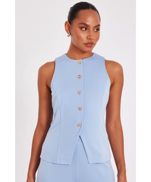 - Woven finish - Round neckline - Button front - Sleeveless - Model height: 5'9" - Model wears uk 8 / us 4 / eur 36 - Always check the wash care label - Cool hand wash with mild detergent
