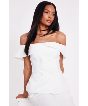 - Woven finish - Bardot neckline - Button front design - Tailored look - Model height: 5'6" - Model wears uk 8 / us 4 / eur 36 - Always check the wash care label - Cool hand wash with mild detergent