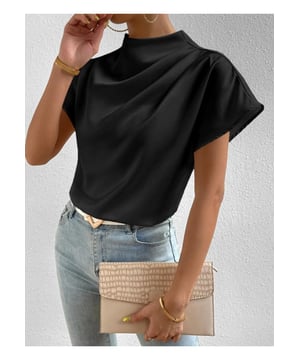 Basic Stil  
Keine Dehnbarkeit  
Materialzusammensetzung: 95% Polyester, 5% Spandex  
Pflegehinweise: Maschinenwäsche kalt, im Trockner bei geringer Temperatur trocknen  
Importiert  
Produktmaße (Zoll):  
Größe S: Oberlänge 24, Büste 37,8, Ärmellänge 10,6  
Größe M: Oberlänge 24,4, Büste 39,4, Ärmellänge 10,9  
Größe L: Oberlänge 24,8, Büste 41,7, Ärmellänge 11,3  
Größe XL: Oberlänge 25,2, Büste 44,1, Ärmellänge 11,7