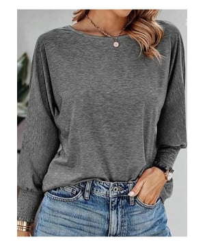 Rundhalsausschnitt mit Schößchen-Laternenärmeln T-Shirt
  Schößchen-Design
  Undurchsichtiges Material
  Leicht dehnbar
  Materialzusammensetzung: 60% Polyester, 35% Baumwolle, 5% Spandex
  Pflegehinweise: Maschine kalt waschen, im Trockner bei niedriger Temperatur trocknen
  Importiert
  Erhältlich in den Größen S bis 2XL