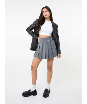 Make a statement with this tailored belted pleat mini skirt by Pink Vanilla. Featuring a high waist and pleated detailing, this versatile piece is perfect for an office look by styling with an oversized blouse and kitten heels or for an off-duty 'fit pair it with a crop top and chunky loafers. Go from day to night by swapping your work blazer for a leather jacket and adding statement jewellery.
