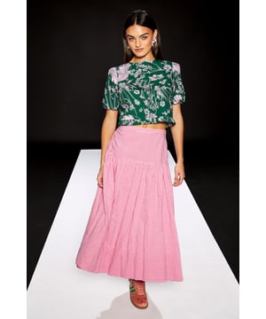 Runway 1.8.1.8 Gingham Puffball Midi Skirt