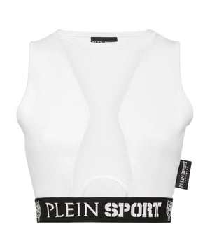 Comfortabele en lichtgewicht mouwloze crop top ontworpen om u te helpen uw grenzen te verleggen.   Maximaal comfort en sneldrogend lycra   Stretch tule inzetstukken voor maximaal ademend vermogen   Merkjacquard geweven op de elastische onderboord voor een stevige pasvorm en meer stevigheid