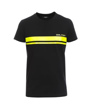 Elevate your wardrobe with the Balmain Neon Logo Black T-Shirt, a striking blend of luxury and comfort. Crafted in Portugal from 100% premium cotton, this black tee offers a soft, breathable feel perfect for all-day wear. The bold neon Balmain logo adds a modern, eye-catching touch that sets you apart in any crowd. Designed for men who appreciate high-quality fashion, this T-shirt pairs effortlessly with casual or smart outfits, making it a versatile staple. Experience the perfect combination of style and comfort with this standout piece from Balmain