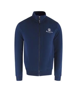 Elevate your casual wardrobe with the Aquascutum Active Zip Up Navy Blue Sweatshirt. Crafted from 100% cotton, this full-zip fleece offers exceptional comfort and breathability, perfect for everyday wear. The sleek navy blue design features the iconic Aquascutum Active logo, adding a touch of sophistication to your sporty look. Its mock neck provides extra warmth and protection against chilly days, making it an ideal layering piece. Designed for men and made with quality craftsmanship in China, this sweatshirt combines style and functionality effortlessly. Stay comfortable and stylish wherever you go with this versatile zip-up sweater