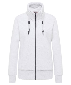 Die Damen-Sweatjacke Ronette von RAGWEAR ist ein vielseitiges Kleidungsstück, das in keinem Kleiderschrank fehlen darf. Sie besticht durch einen durchgehenden Frontreißverschluss, einen Stehkragen und einen stilvollen Kordelzug. Das weiche, innen gebürstete Mischgewebe und die breiten Rippstrickbündchen an Ärmeln und Saum bieten hervorragenden Tragekomfort. Praktische Eingrifftaschen vervollständigen das Design. Die dehnbare Sweatjacke fühlt sich angenehm weich auf der Haut an und ist ideal für gemütliche Stunden auf dem Sofa oder entspannte Einkaufstouren.