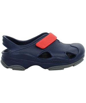 Built for adventure, the Crocs All-Terrain Fisherman Kids Sandals in Navy offer rugged comfort and protective style for active kids. Whether they’re exploring trails, splashing through streams, or running around the garden, these sandals are designed to go the distance while keeping little feet cool and supported.
Key Features
Closed-Toe Fisherman Design

Protects toes from bumps and scrapes while offering the breathability of a sandal.

All-Terrain Outsole with Enhanced Tread

Rugged rubber pods deliver superior grip on varied surfaces—ideal for active outdoor play.

Croslite™ Foam Cushioning

Soft, lightweight, and water-friendly material that offers all-day comfort and fast drying.

Adjustable Velcro Strap

Easy for kids to secure themselves with a snug, stay-put fit that accommodates growing feet.

Quick-Dry and Easy to Clean

Perfect for muddy adventures, beach trips, and waterparks—just rinse and go.

Contoured Footbed with Arch Support

Promotes natural alignment and comfort during long wear.

Classic Navy Colourway

Versatile and easy to match with swimwear, casual outfits, or outdoor gear.

From sandy shores to muddy trails, the Crocs All-Terrain Fisherman Kids Navy Sandals are the go-anywhere shoes that combine protective coverage with breathable, adventure-ready comfort.