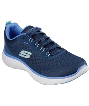 Erhalten Sie eine neue Perspektive auf flexiblen sportlichen Stil und Komfort mit Skechers Flex Appeal 5.0. Dieser vegane Schnürschuh verfügt über ein Obermaterial aus technischem Mesh mit einer gepolsterten Skechers Air-Cooled Memory Foam Innensohle.