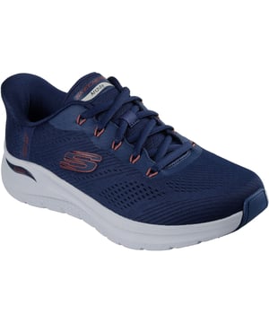 All-day support and easy-wear convenience combine in Skechers Hands Free Slip-ins: Arch Fit 2.0 - Lestur. Designed with our exclusive Heel Pillow, its upper has adjustable laces and a removable Arch Fit insole.