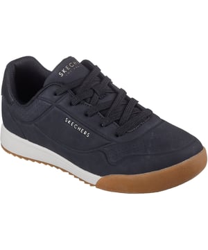 Retro-Stil erhält ein modernes Update in Skechers Street Zinger 2.0 - Arwen. Diese klassische Silhouette verfügt über ein Schnür-Duraleather-Obermaterial mit Prägungsdetails und eine gepolsterte Skechers Air-Cooled Memory Foam Innensohle.