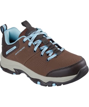 Triomfeer over de paden in buitenstijl en ruime comfort met de Skechers Relaxed Fit: Trego Trail Destiny. Deze lage wandelschoen heeft een waterdichte synthetische en geweven bovenkant met een vetersluiting en een Skechers Air-Cooled Memory Foam binnenzool.