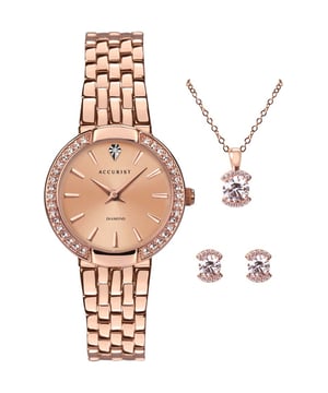 Every Accurist watch watch is made to exacting standards and the Ladies Watch and Jewellery Gift Set 8375G is no exception. It comes boxed in the original packaging with all the Accurist warranty and instructions. Get your Accurist Ladies Watch and Jewellery Gift Set 8375G watch today.  Dimensions (cm): 10x8x10