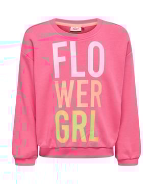 Deze trui met een normale pasvorm en klassieke lengte geeft een frisse draai aan je garderobe. De grote print aan de voorkant met een speels bloemmotief zorgt voor een vrolijke look en trekt ieders aandacht. De afhangende schouders geven het ontwerp een modern, ontspannen silhouet. De geribde boorden en zoom zorgen voor een comfortabele pasvorm en houden je behaaglijk warm. Dankzij de zachte stof voelt de trui bijzonder comfortabel aan op de huid. Het geweven label aan de binnenkant benadrukt de hoogwaardige afwerking. Perfect voor school, vrije tijd of gezellige dagen thuis. Combineer hem met een jeans of legging voor een comfortabele outfit met stijl. Een favoriet kledingstuk voor modebewuste meisjes. Stijlvol, comfortabel en ontworpen met veel aandacht voor detail.