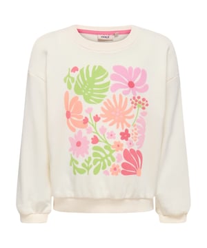 Deze trui met een normale pasvorm en klassieke lengte geeft een frisse draai aan je garderobe. De grote print aan de voorkant met een speels bloemmotief zorgt voor een vrolijke look en trekt ieders aandacht. Afhangende schouders geven het ontwerp een modern, ontspannen silhouet. De geribde boorden en zoom zorgen voor een comfortabele pasvorm en houden je behaaglijk warm. Dankzij de zachte stof voelt de trui bijzonder comfortabel aan op de huid. Het geweven label aan de binnenkant benadrukt de hoogwaardige afwerking. Perfect voor school, vrije tijd of gezellige dagen thuis. Combineer hem met een jeans of legging voor een comfortabele outfit met stijl. Een favoriet kledingstuk voor modebewuste meisjes. Stijlvol, comfortabel en ontworpen met veel aandacht voor detail.
