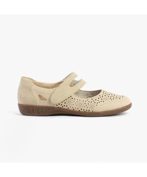 These Mary Jane shoes feature a leather and synthetic upper with breathable lining, a TPE sole, and a relaxed fit, ideal for casual wear and all-day comfort