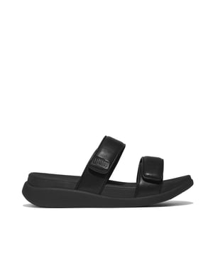 These slip-on women's slides feature a leather upper and lining, EVA sole, and wedge heel for comfort and breathability, ideal for casual wear