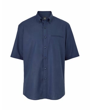 This short-sleeved shirt is cut from a cotton-linen blend fabric that's really light and breathable. Ideal for warm weather, it's cut for a comfortable fit and has classic details like a button-down collar and chest pocket. 55% linen / 45% cotton. Blending the cotton with linen gives a less crumpled look than pure linen. Generously proportioned classic fit. Split yoke, long tails, chest pocket. Floral trim in back neck. Single welt pocket on chest.