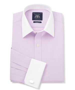 Look closely and you’ll see the subtle check pattern on this wonderful men’s Winchester shirt. Made from cotton with a white Windsor collar and matching double cuffs, it’s a fine option when wanting to make a stylish impression. Cut to a classic fit shape that’s spacious and comfortable. 100% BCI cotton; easy-iron finish. Generously proportioned classic fit. Curl-resistant contrast white Windsor collar with integral and removable collar stay. Pucker-free French taped armhole seams. Split yoke, long tails, chest pocket. Available in contrast white double cuff.