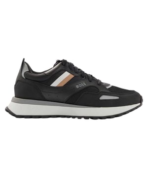 Marke: Boss. Obermaterial: Netzmaterial, Nylon, PU (Polyurethan). Einlegesohle: Synthetischer Stoff. Laufsohle: EVA (Ethyl-Vinylacetat), Gummi. Leicht. Absatz: Flach. niedrig geschnitten. Design: Logo. Zehenstil: Rund. Zum Schnüren.