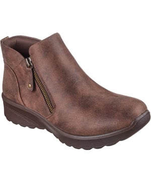 Stijlvolle uitstraling en comfortabele warmte komen samen in de Skechers Lovely Vibe Fall In Bloom. Deze enkellaars met rits heeft een microleren bovenwerk en een gevoerde Skechers Air-Cooled Memory Foam inlegzool.