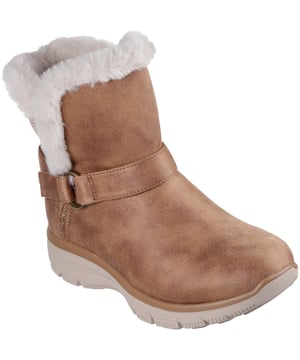 Keep stylish and cosy this season with Skechers Relaxed Fit: Easy Going Dreamers Move. This slip-in ankle boot features a faux fur trim and lining with a Skechers Air-Cooled Memory Foam insole.