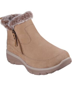 Stay warm all chilly season in feet-loving comfort with Skechers Relaxed Fit: Easy Going - Cool Zip! This ankle boot features a suede upper with faux fur lining, side zip closure and a Skechers Air-Cooled Memory Foam cushioned insole.