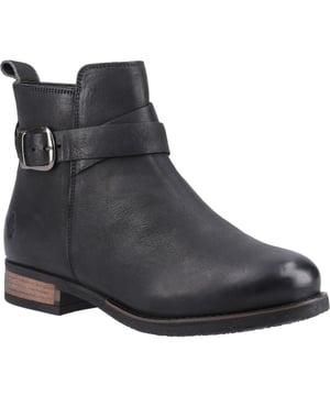 Embrace Autumn/Winter style with Hush Puppies' Elise Boot - a ladies real leather ankle boot boasting a warm fleece lining, memory foam insole, and chic side buckle detail. Designed for all-day comfort, you'll walk away happy!