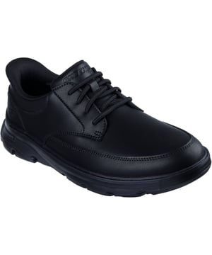 Ga naadloos van je bureau naar het diner in Skechers Arch Fit Garza - Rowan. Ontworpen met onze exclusieve Heel Pillow, heeft dit zakelijk casual ontwerp een leren en synthetisch bovenwerk met vaste stretchveters en een luchgekoeld Arch Fit-inlegzool.