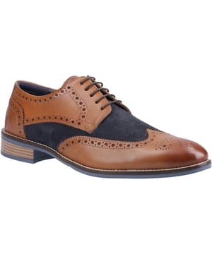 The Dustin Brogue; Features Ortholite Technology Comfort Insoles with a leather sock and lining. This Classic Brogue includes a subtle padded collar with contrasting rand detail, and the mixed textile and quality leather upper adds a stylish twist