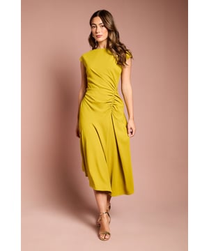 Elegant cap sleeve design for a sophisticated look
        Flattering drape side detail adds visual interest
        Asymmetrical hemline creates a dynamic silhouette
        Crew neckline offers a timeless and versatile appeal
        Midi length perfect for various formal occasions
    
    This stunning Coast midi dress is the epitome of refined elegance, perfect for those special occasions that demand a touch of sophistication. The crepe fabric drapes beautifully, creating a fluid silhouette that moves gracefully with every step. The clever side ruching not only adds visual interest but also flatters your figure, while the asymmetrical hemline brings a modern twist to a classic shape. Style this versatile piece with strappy metallic heels and a matching fascinator for a day at the races, or pair it with elegant pearl earrings and a clutch for a wedding ensemble that will turn heads. The midi length ensures you'll be appropriately dressed for a variety of formal events, from garden parties to evening receptions. This dress is a testament to Coast's commitment to creating occasion wear that makes you feel confident and look effortlessly chic.