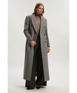 Wool Double Breasted Tailored Maxi Coat