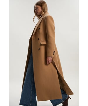 Wool Double Breasted Tailored Maxi Coat