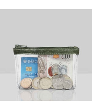 Size:13cm x 8.5cm x 2cm. The Dinah Transparent Zip Top Coin Purse is a unique handcrafted leather accessory that combines practicality with a fashionable twist. Its transparent design is sure to draw attention, while its compact size makes it an ideal accessory for any occasion. Composition:Body: Genuine Leather, PU transparent, Lining: Polyester.