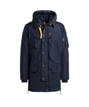 Experience exceptional warmth and style with the Parajumpers Kodiak Navy Blue Long Hooded Down Jacket. Crafted from durable 100% polyamide, this men's jacket offers superior protection against cold weather while maintaining a sleek, modern look. The long design and insulated down filling ensure maximum comfort and heat retention, making it perfect for winter adventures or everyday wear. Featuring a practical hood for added coverage and a rich navy blue color, this jacket combines functionality with timeless fashion. Stay cozy and confident in any cold climate with this premium outerwear essential