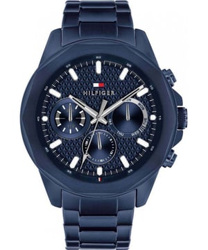 Tommy Hilfiger Herenhorloge Kwarts Blauw&bull; Materiaal kastdeksel: Roestvrij staal&bull; Soort glas: Mineraal&bull; Materiaal Band: Roestvrij Staal&bull; Kleur kast: Blauw&bull; Waterdichtheid: 50 m (5 ATM)&bull; Diameter: 46 mm