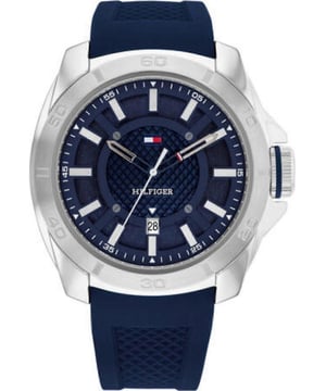 Tommy Hilfiger Herenhorloge Kwarts Grijs&bull; Materiaal kastdeksel: Roestvrij staal&bull; Soort glas: Mineraal&bull; Materiaal Band: Siliconen&bull; Kleur kast: Grijs&bull; Waterdichtheid: 50 m (5 ATM)&bull; Diameter: 48 mm