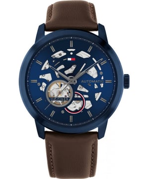 Tommy Hilfiger 1710660 - Reloj para hombre autom&#225;tico acero inoxidable&bull; material: acero inoxidable&bull; cristal: min&egrave;ral&bull; pulsera: cuero&bull; correa: negro&bull; resistencia al agua: 50 m (5 ATM)&bull; tama&ntilde;o de la caja: 42 mm