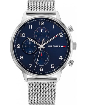 Tommy Hilfiger Herenhorloge Kwarts Grijs&bull; Materiaal kastdeksel: Roestvrij staal&bull; Soort glas: Mineraal&bull; Materiaal Band: Roestvrij Staal&bull; Kleur kast: Grijs&bull; Waterdichtheid: 50 m (5 ATM)&bull; Diameter: 44 mm