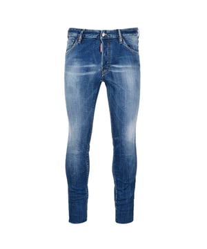 Elevate your casual wardrobe with the Dsquared2 Cool Guy Cropped Blue Denim Pants. Crafted from a premium blend of 99% cotton and 1% elastane, these navy blue jeans offer both comfort and a slight stretch for ease of movement. The cropped design adds a modern, stylish edge, perfect for showcasing your footwear. Designed for men who appreciate quality and contemporary fashion, these jeans combine durability with a sleek fit that complements any outfit. Whether dressing up or down, these versatile denim pants are a must-have addition to your collection