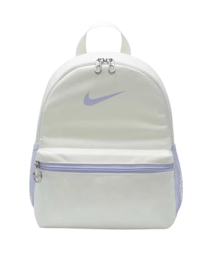 The Nike Youth White Backpack combines style and practicality, crafted from durable 100% polyester for everyday use. Featuring a spacious 11-litre main compartment and a secure front zip pocket, it keeps essentials organized and accessible. The bold purple Nike Swoosh adds a vibrant touch, while adjustable straps ensure a comfortable fit for young users. Perfect for school, sports, or day trips, this backpack offers reliable storage with a sleek design that stands out. Made in Vietnam, it's a dependable choice for active youth seeking both function and fashion